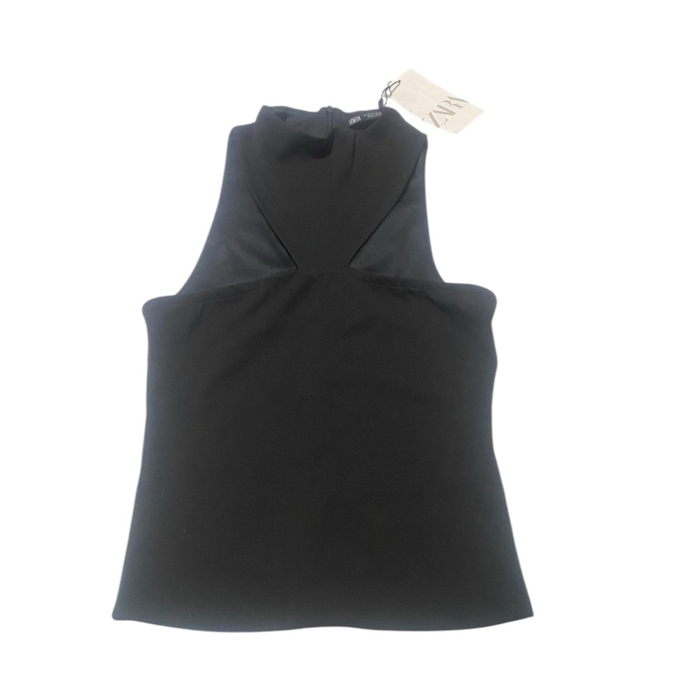 Zara Black Sleeveless Top zip back